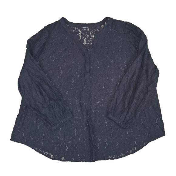 Torrid Harper Lace Blouse 3X Black WhimsyGoth Romantic Boho Plus Size Top Sheer - Picture 4 of 11